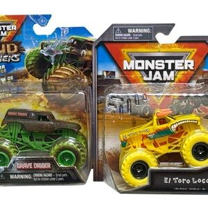 Monster jam Grave Digger and El Toro Loco Toy Trucks